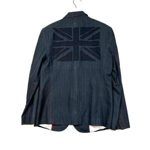 Guess Pinstripe Y2K Sports Coat Zip Pocket United Kingdom UK Blazer Men's Small